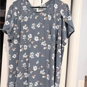 Floral Swing Tee Dress in Slate Blue